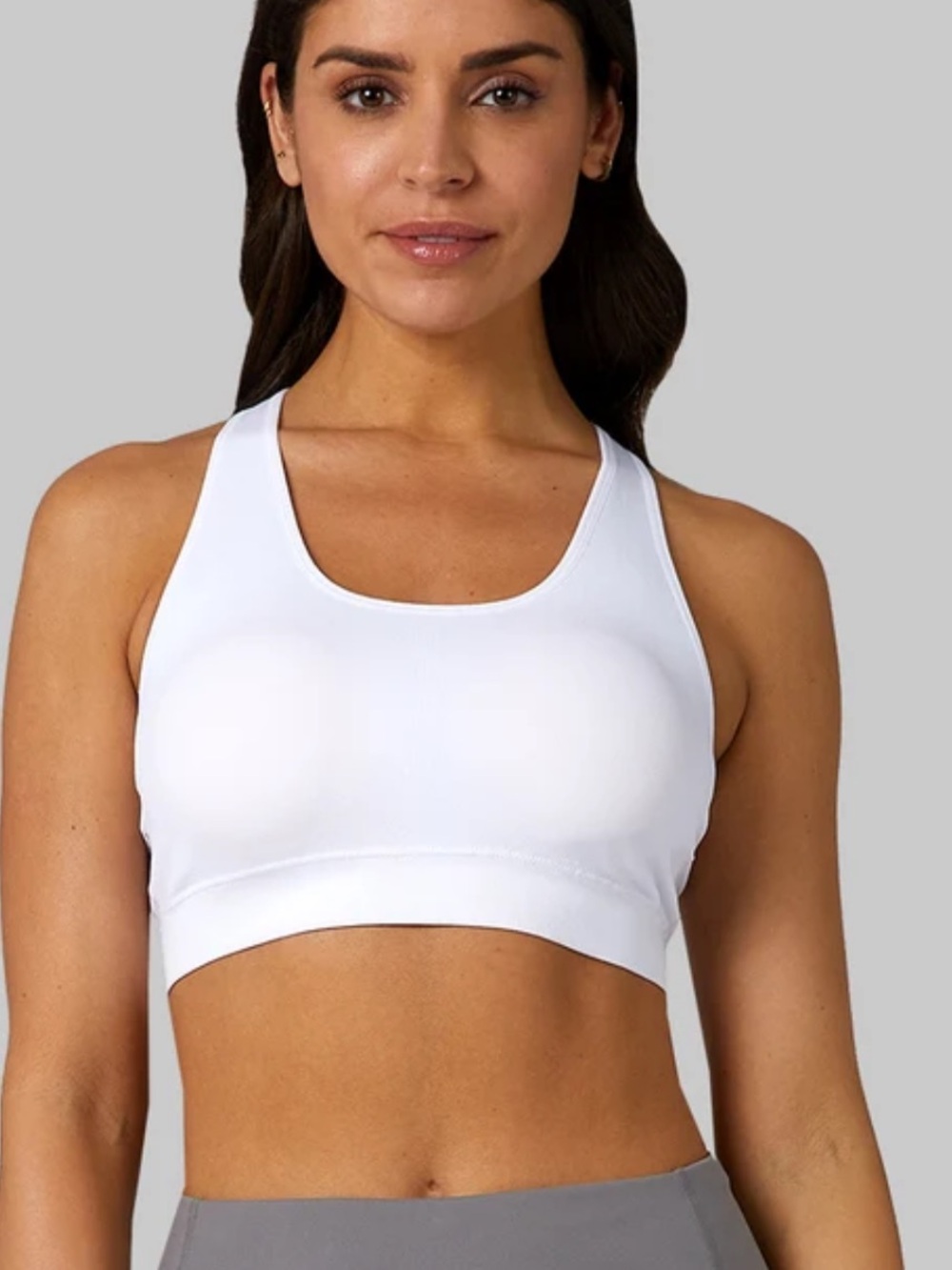 Athleta Hustle SuperSonic White Racerback Sports Bra Women’s Size 40D